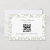 Classic Green Floral and Bird Toile QR code RSVP (Voorkant)