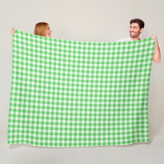 Classic Green Gingham Checkered Pset Pattern Fleece Deken (In situ)