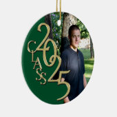 Classic Green Gold 2025 Afstuderen Foto Keramisch Ornament (Rechts)