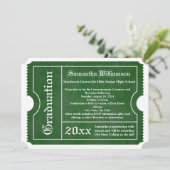 Classic Green Graduation Ticket Invitations (Debout devant)