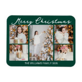 Classic Green Merry Christmas Photo Collage Magneet (Horizontaal)