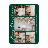 Classic Green Merry Christmas Photo Collage Magneet (Verticaal)
