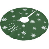Classic Green Monogram Snowflake Tree Skirt Kerstboom Rok (Gekanteld)