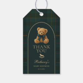 Classic Green Navy Plaid Teddy Bear Baby Shower Cadeaulabel