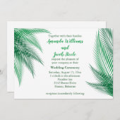 Classic Green Palm Feuille Faire-part de mariage (Devant / Derrière)