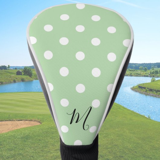 Classic Green Pattern Monogram Polka Dot Golfheadcover