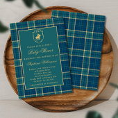 Classic Green Plaid Polo Paardensport Baby shower Kaart