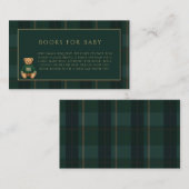 Classic Green Plaid Teddy Bear Theme Baby Shower Informatiekaartje (Voorkant / Achterkant)