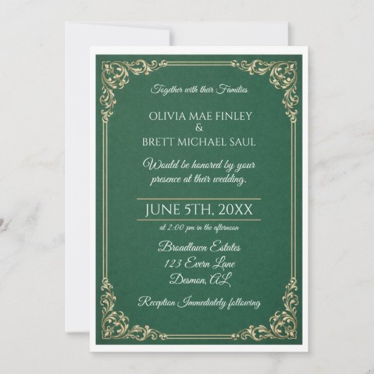 Classic Green! Simplistic Wedding invitation (Devant)