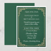 Classic Green! Simplistic Wedding invitation (Devant / Derrière)