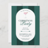 Classic green stripe Christmas Invitation Kaart (Voorkant)