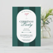 Classic green stripe Christmas Invitation Kaart (Staand voorkant)