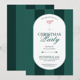 Classic green stripe Christmas Invitation Kaart