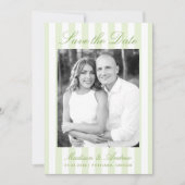 Classic Green Stripes Photo Wedding Save The Date (Voorkant)