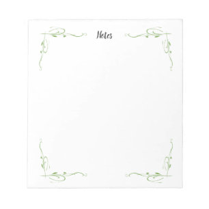 Classic Green Vines Corner Boarder Outline Notitie Notitieblok