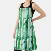 Classic Green White Vertical Stripes Shamrocks Schort (Insitu)