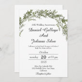 Classic Greenery Wedding Anniversary Invitations Kaart (Voorkant / Achterkant)