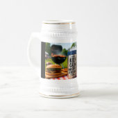 Classic Grey/Blue Stein 22oz Duitse Bier Mok (Voorkant links)