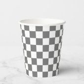 Classic grey checkerboard papieren bekers (Achterkant)
