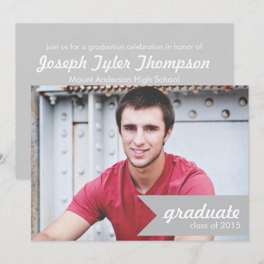 Classic Grey Faire-part - Invitation (Devant / Derrière)