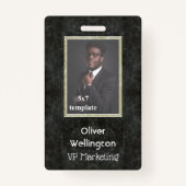Classic Grey Marble Convention Medewerker ID Label Badge (Voorkant)