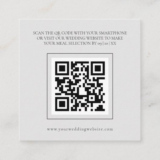 Classic Grey Modern Wedding Menu Behuizing Kaart (Achterkant)