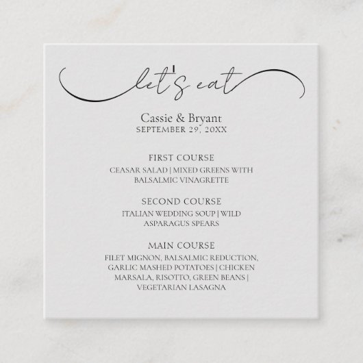 Classic Grey Modern Wedding Menu Behuizing Kaart (Voorkant)