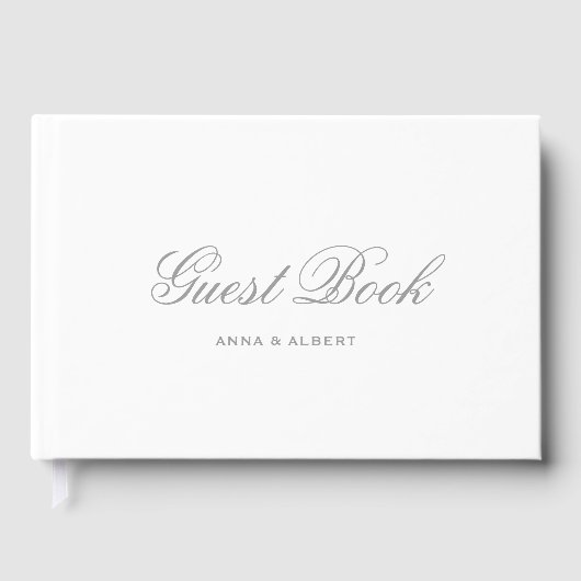 Classic Grey White Bride Groom Mariage Livre d'inv (Recto)