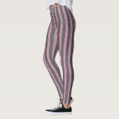 Classic Grijs en Roze Strip Patroon Leggings (Links)