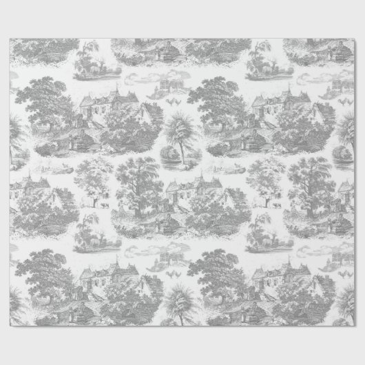 Classic Grijs Frans Chateau Toile Cadeaupapier (Vlak)