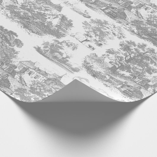 Classic Grijs Frans Chateau Toile Cadeaupapier (Hoek)