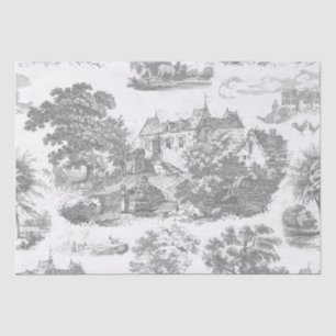 Classic grijs Frans Country Toile Tissuepapier