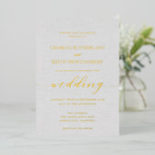 Classic Gris Lin Mariage Gold Foil Invitation (Debout devant)