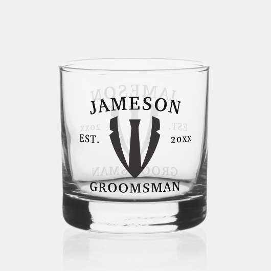 Classic Groomsman Zwart Stropdas Tuxedo Whisky Glas (Voorkant)