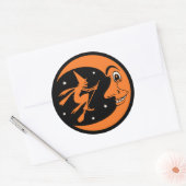 Classic  Halloween Moon en Witch Ronde Sticker (Envelop)