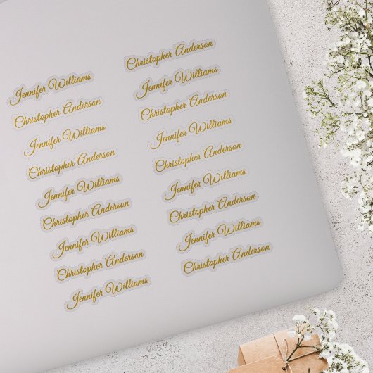 Classic Handwriting 18 Guest Names - Gold Sticker