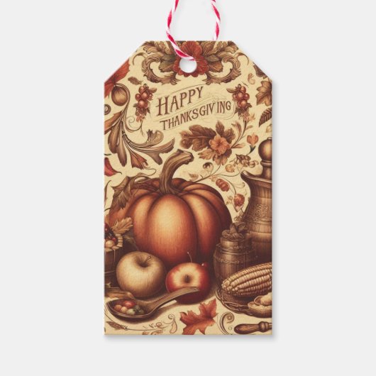 /Classic Happy Thanksgiving Cadeaulabel (Voorkant)