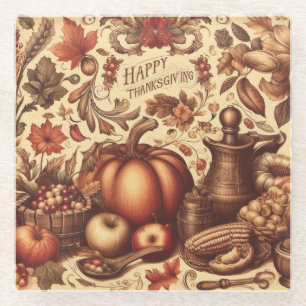 /Classic Happy Thanksgiving Glazen Onderzetter
