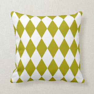 Classic Harlequin Diamond Pattern Chartreuse Kussen