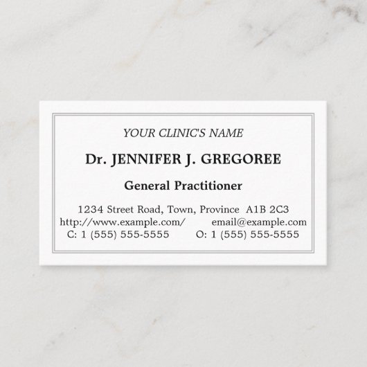 Classic Health Care Professional Visitekaartje (Voorkant)