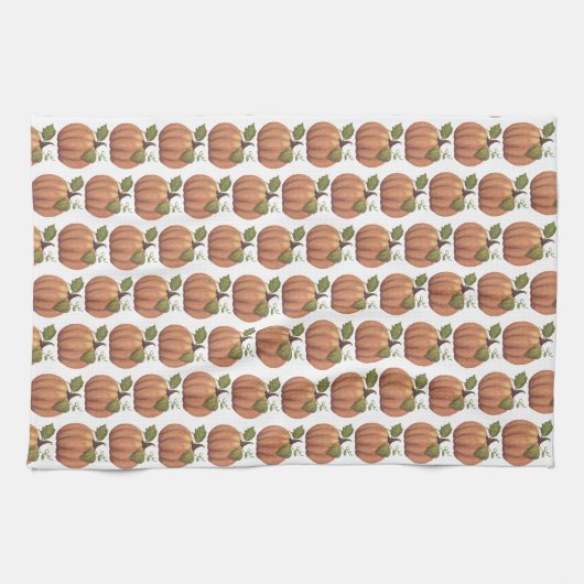 Classic Herfst Herfst Sinaasappel Pompoen Patroon Theedoek (Horizontaal)