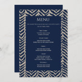 Classic Herringbone Navy - Menu Réception Mariage (Devant / Derrière)