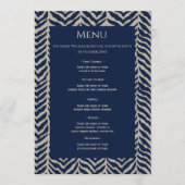 Classic Herringbone Navy - Menu Réception Mariage (Devant)