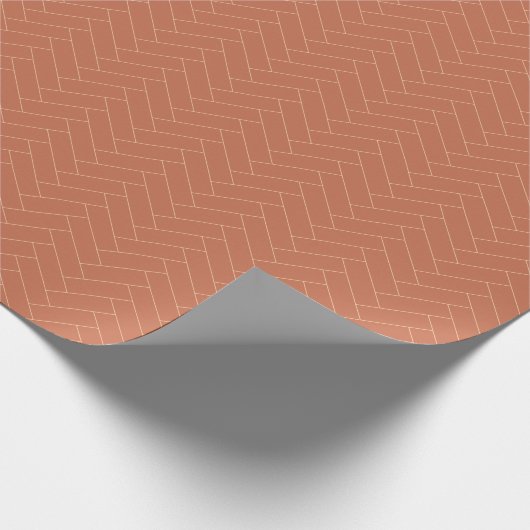 Classic Herringbone Terracotta Brown Pattern Cadeaupapier (Hoek)