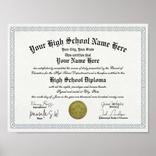 Classic High School Diploma Sjabloon Replica Poster