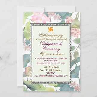 Classic Hindu Griha Pravesh Invitation Kaart