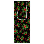 Classic Holiday Green Holly Red Berries Patroon Wijn Cadeautas (Voorkant)