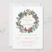 Classic Holiday Holly Berry Wreath Invitation (Devant)
