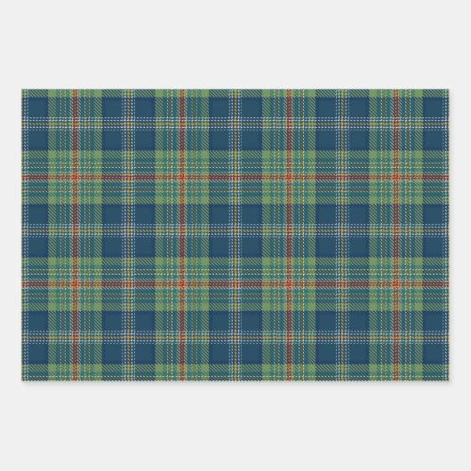 Classic Holiday Plaid Stylish Green & Navy Xmas Inpakpapier Vel (Voorkant 3)