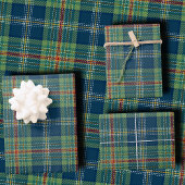 Classic Holiday Plaid Stylish Green & Navy Xmas Inpakpapier Vel